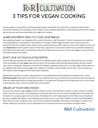 3 TIPS FOR VEGAN COOKING