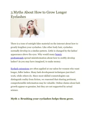 3 Myths About How to Grow Longer Eyelashes