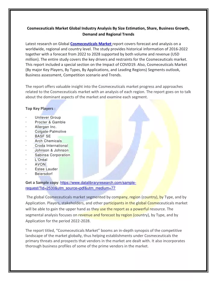 cosmeceuticals market global industry analysis