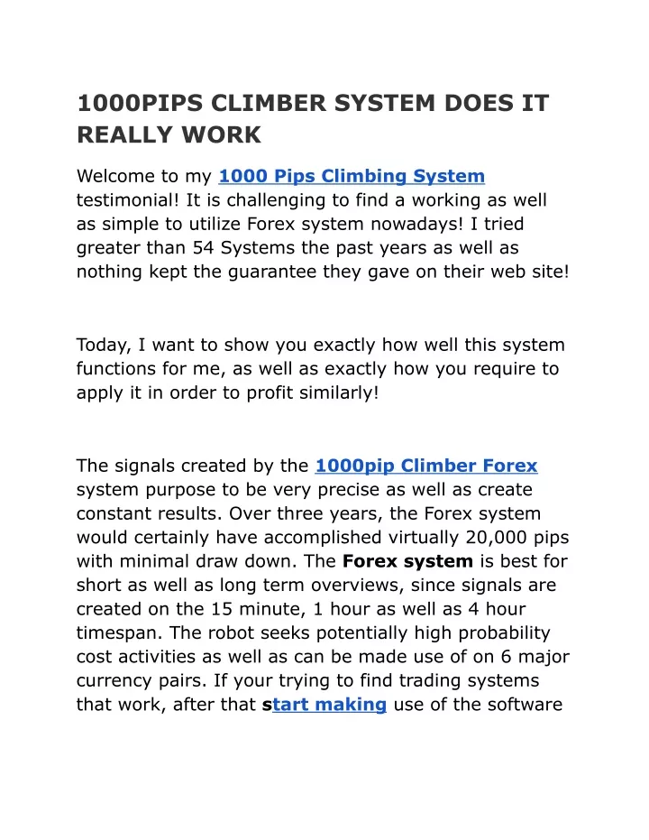 1000pips climber system does it really work