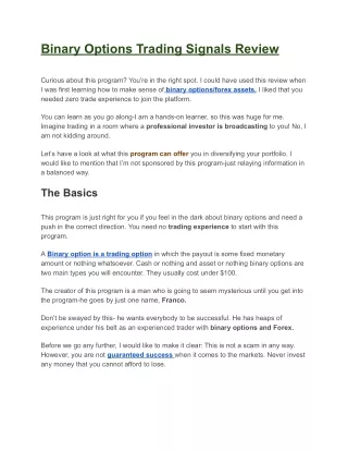 binary options trading signals review