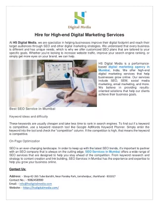 Hire for High-end Digital Marketing Services