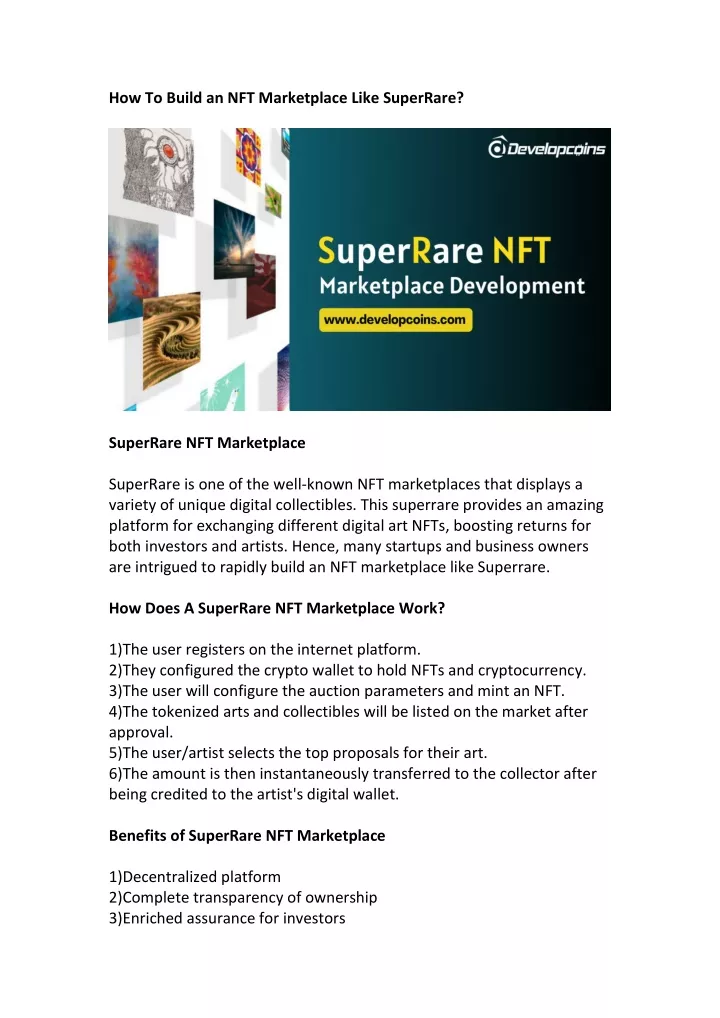 how to build an nft marketplace like superrare