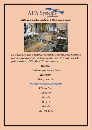 bottle case packer machines afasystemsinc com