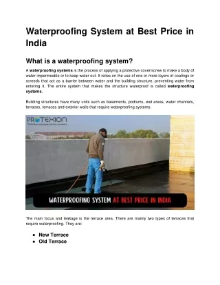 Waterproofing System at Best Price in India.