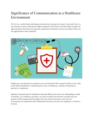 significance of communication in a healthcare
