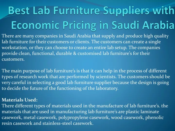 best lab furniture suppliers with economic pricing in saudi arabia