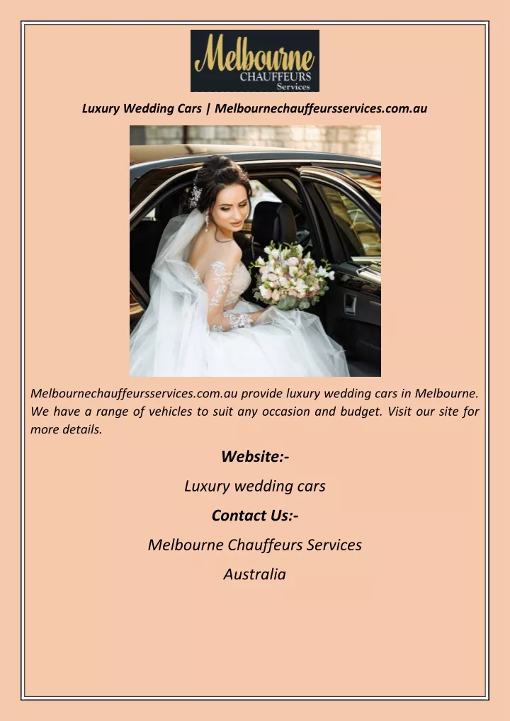 luxury wedding cars melbournechauffeursservices