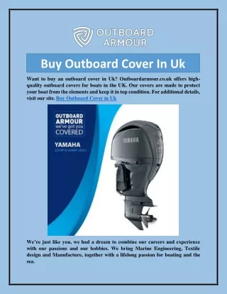 Buy Outboard Cover In Uk  Outboardarmour.co.uk