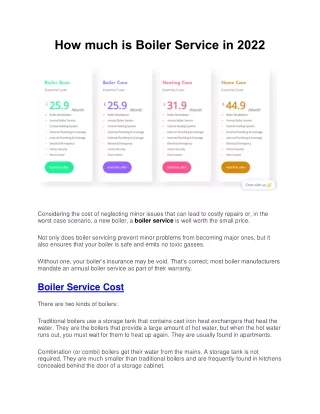 How Much is Boiler Service in 2022