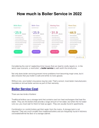 How Much is Boiler Service in 2022