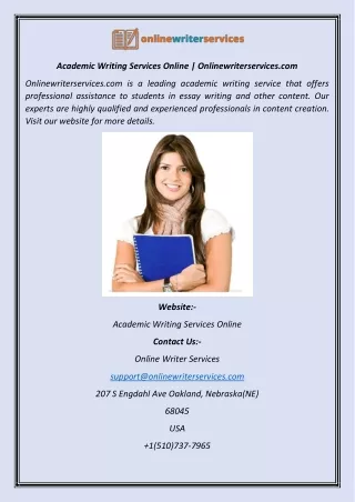 Academic Writing Services Online  Onlinewriterservices
