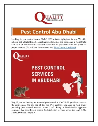 Pest Control Abu Dhabi  Qpc.ae