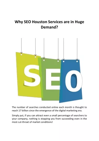 Why SEO Houston Services are in Huge Demand