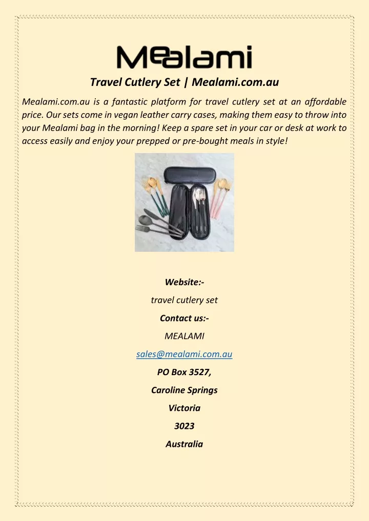 travel cutlery set mealami com au