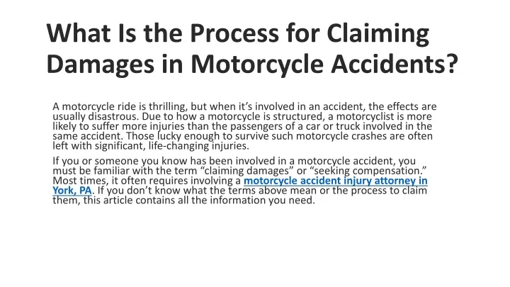 what is the process for claiming damages in motorcycle accidents