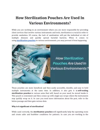 How Sterilization Pouches Are Used In Various Environments_.docx