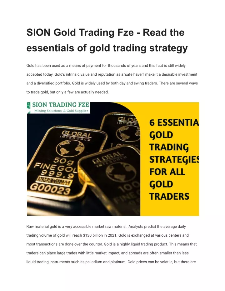 sion gold trading fze read the essentials of gold