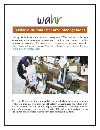 Business Human Resource Management  Wahr.com