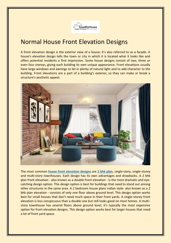 normal house front elevation designs