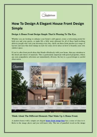 how to design a elegant house front design simple