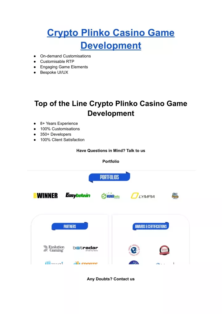 crypto plinko casino game development