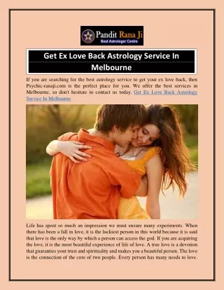 Get Ex Love Back Astrology Service In Melbourne  Psychic-ranaji