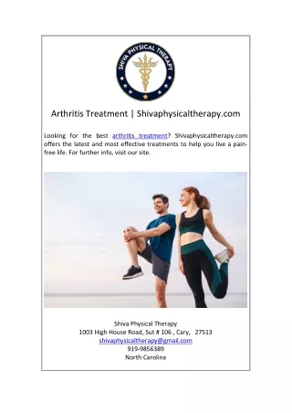 Arthritis Treatment | Shivaphysicaltherapy.com