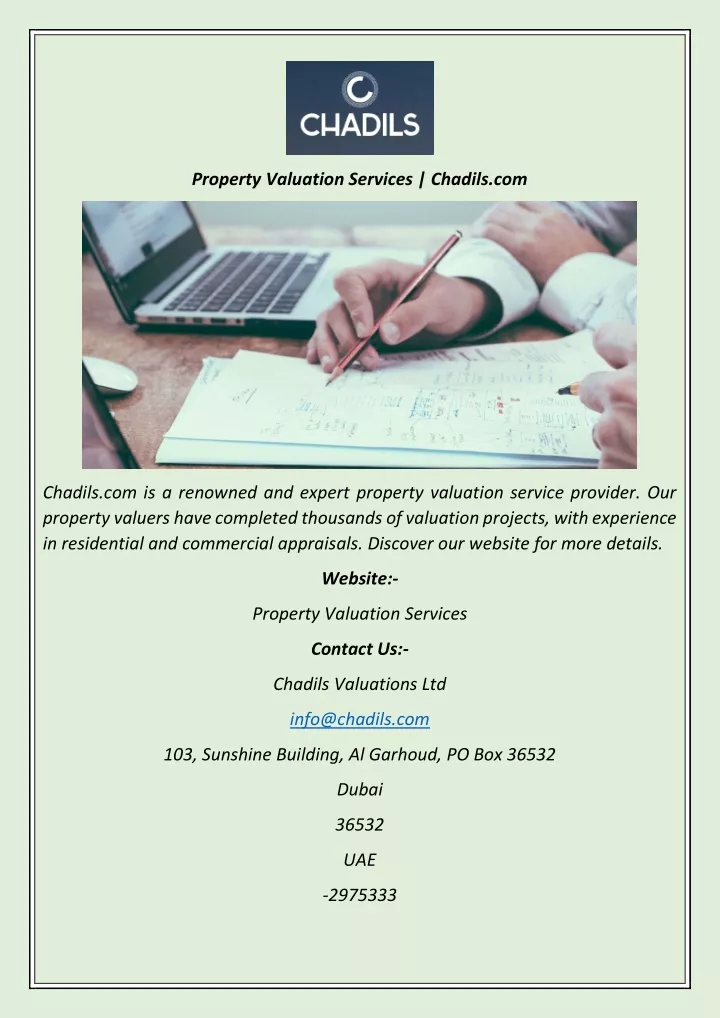 property valuation services chadils com