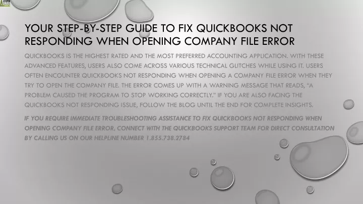 your step by step guide to fix quickbooks not responding when opening company file error