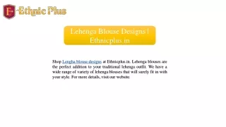 lehenga blouse designs ethnicplus in