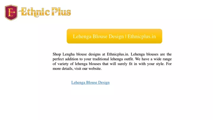 lehenga blouse design ethnicplus in