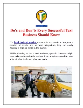 Do’s and Don’ts Every Successful Taxi Business Should Know