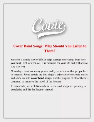 Cover Band Songs: Why Should You Listen to Them?