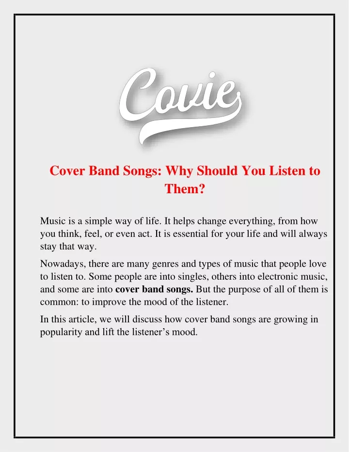 cover band songs why should you listen to them