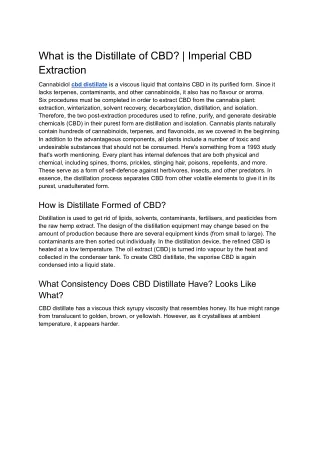 what is the distillate of cbd imperial
