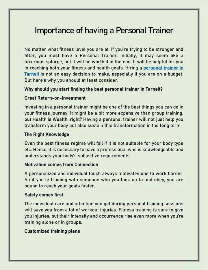 importance of having a personal trainer