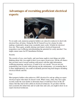 advantages of recruiting proficient electrical