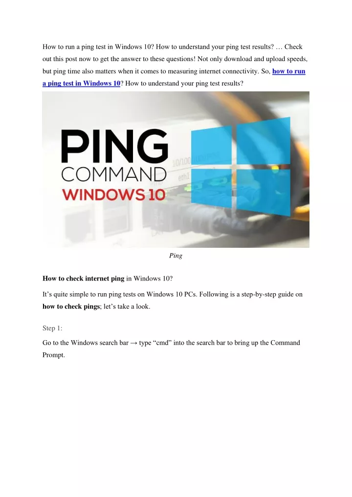 how to run a ping test in windows