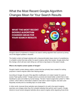 what the most recent google algorithm changes