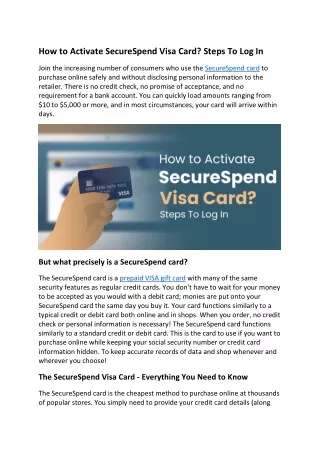 How to Activate SecureSpend Visa Card? Steps To Log In