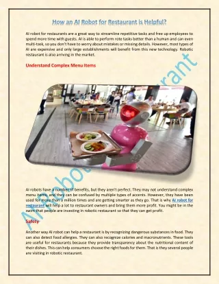 ai robot for restaurants are a great