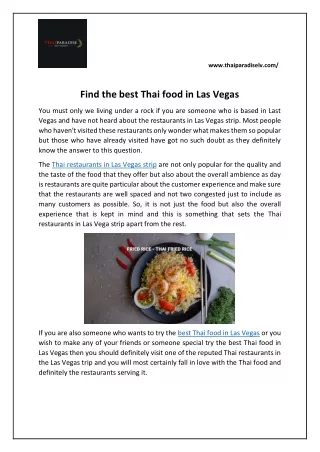 Find the best Thai food in Las Vegas