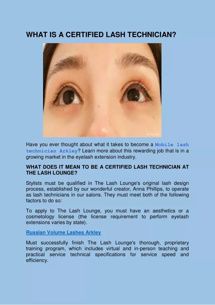 what is a certified lash technician