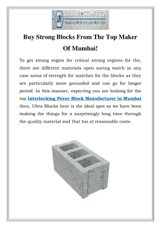 buy strong blocks from the top maker