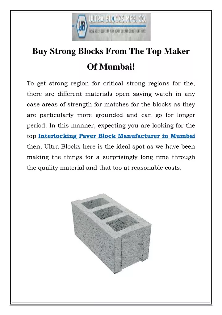 buy strong blocks from the top maker