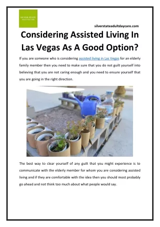 Considering Assisted Living In Las Vegas As A Good Option