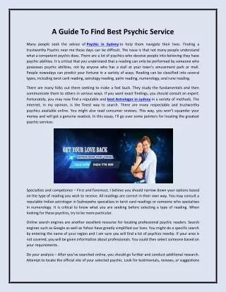 A Guide To Find Best Psychic Service
