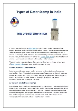 types of dater stamp in india