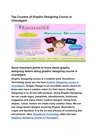 Top Courses of Graphic Designing Course in Chandigarh